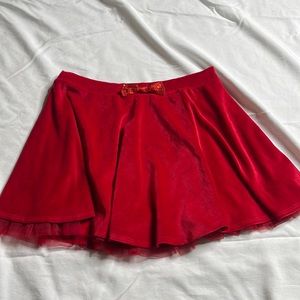 Pleated Red Skirt with bow
